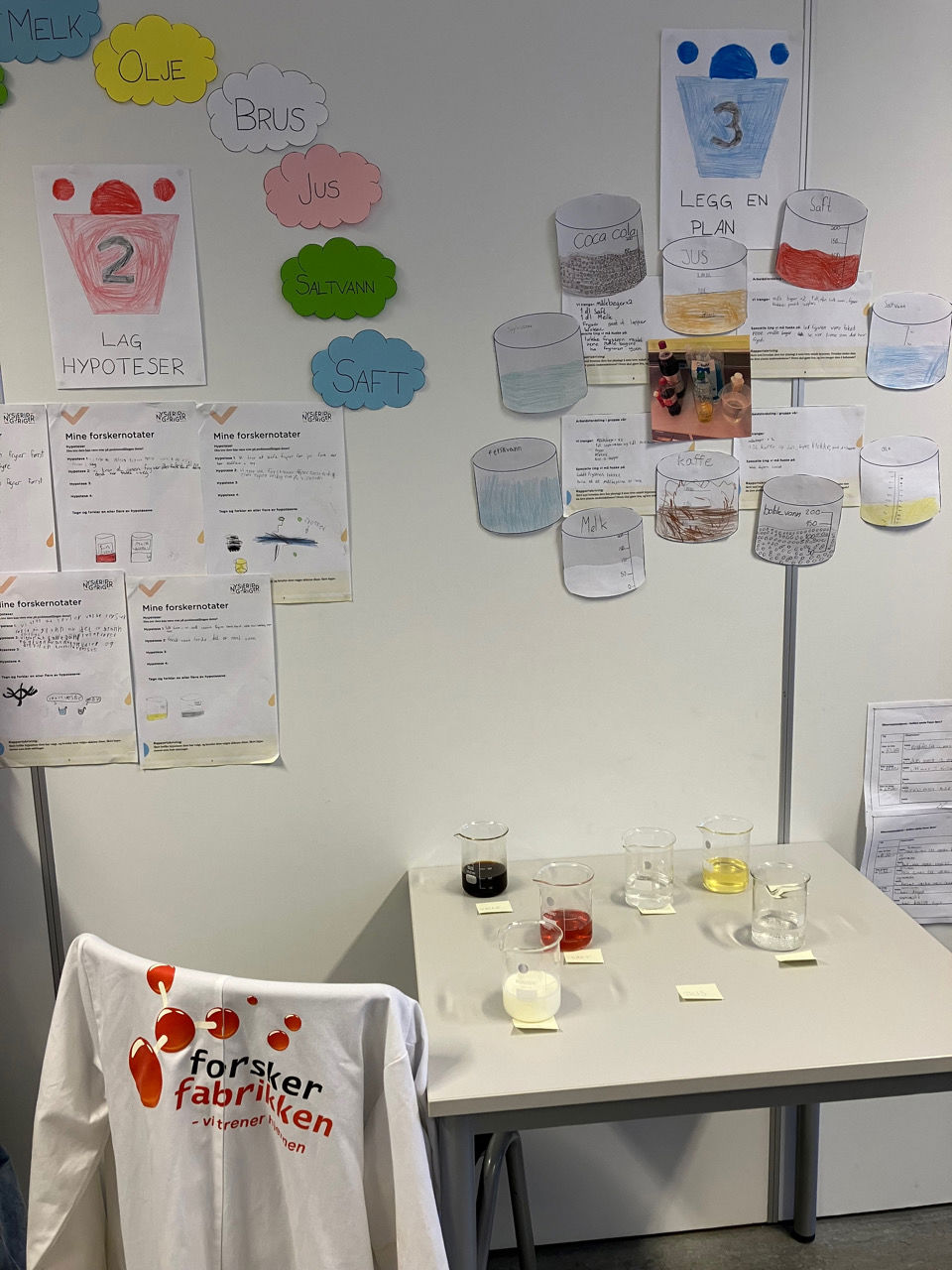 Et bord med glass og papirer på